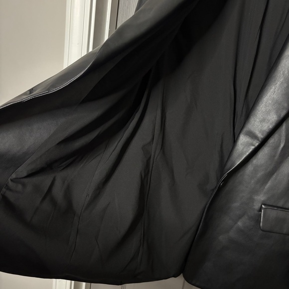 The Drop Faux Leather Loose Fit Blazer Jacket S Black - Picture 8 of 11